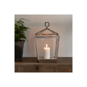Portavelas de Acero Inoxidable con Paneles de Vidrio Transparente, Asa Superior Cuadrada, Grabado Impreso a Mano para Decoración del Hogar - Product Image 2