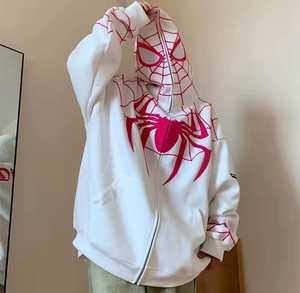 Sudadera con Capucha y Cremallera de Manga Larga con Estampado de Telaraña de Spider-Man, Máscara 3D, Unisex, Casual, Invierno, con Bolsillo, 100% Algodón Transpirable, Servicio OEM, 350g - Product Image 1