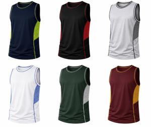 Débardeur Homme Tendance Bleu Marine avec Panneau en Maille Vert Néon Col Rond Sportif Tricoté 100% Polyester Respirant Écologique Séchage Rapide - Product Image 6