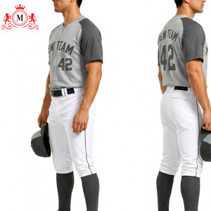Nuevo Conjunto de Uniforme de Béisbol para Hombre, Jersey Gris, Pantalones Blancos, Poliéster Transpirable, Talla Adulto 42 - Product Image 2