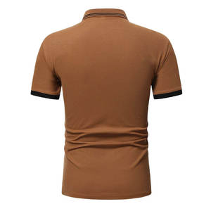 Polo uni pour homme, coupe ajustée, respirant, manches courtes, polo d'été tendance, nouveau polo pour homme, uni, décontracté, en coton - Product Image 3