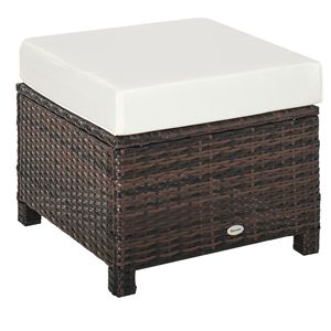 Pouf da Esterno in Rattan PE 20 con Cuscino Marrone Misto Resistente allo Sbiadimento - Product Image 1