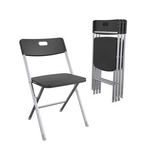 Sedia pieghevole in resina con schienale nero, confezione da 4 - Product Image 1