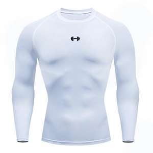 Haut de compression à manches longues pour homme avec logo haltère – Haut d'entraînement athlétique haute performance, couche de base pour la gym, équipement de fitness - Product Image 4