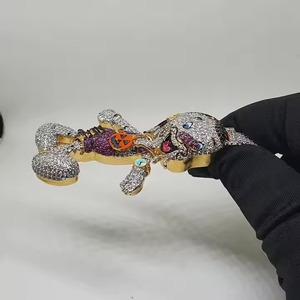 SAM Colgante de Alfabeto de Dibujos Animados de Dos Tonos Gótico de Plata de Ley 925 con Moissanita, Chapado en Oro, Estilo Hiphop, Joyería de Moda Unisex, Regalo - Product Image 3