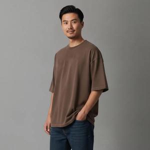 T-shirt surdimensionné vierge personnalisable, épaules tombantes, 100 % coton, haute qualité, écologique, respirant, grandes tailles pour hommes - Product Image 5