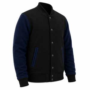 Factory Price <b>Mens</b> Varsity <b>Jacket</b> Snap Button Front Fleece Contrast Sleeves <b>Baseball</b> <b>Jacket</b> Plain Wholesale <b>Men</b> Varsity <b>Jacket</b> - Product Image 3