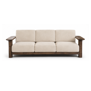 Minimalist Solid Teak <b>Wood</b> Hospitality <b>Sofa</b> Three Seater <b>for</b> Hotel Villa Apartment Interiors - Product Image 1
