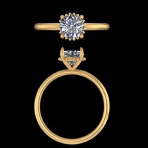 Anillo de Compromiso con Diamante de Corte Redondo en Forma de Estrella, 1.10 Quilates, Oro Amarillo de 18k, Anillo de Boda con Halo Único, Joyería Fina de Lujo, Regalo para Novia - Product Image 2