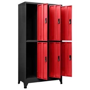 Anthracite and Red Steel <b>Locker</b> <b>Cabinet</b> 35.4"x17.7"x70.9" for <b>Storage</b> - Product Image 5