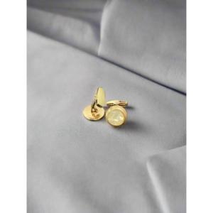 Gemelos elegantes de accesorios de ropa redondos chapados en oro blanco perla - Product Image 3