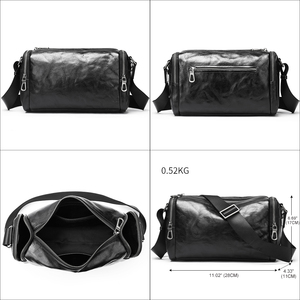 Sac messager classique en toile noire, sangle réglable, fermeture à boucle, unisexe, utilisation au bureau, toutes saisons, couleur unie - Product Image 2