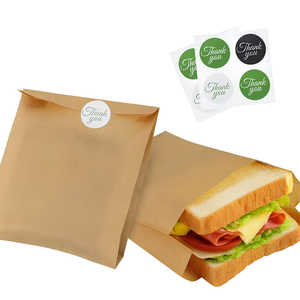 Sacs à sandwich en papier kraft de qualité alimentaire personnalisés, jetables, résistants à la graisse, emballages pour boulangerie et en-cas, fabricant OEM - Product Image 1