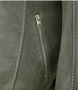 Women Genuine Leather <b>Jacket</b> Hooded <b>Zip</b> <b>Up</b> Biker Coat Breathable Windproof Winter Outerwear - Product Image 4