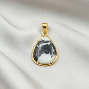 Colgante de Turquesa Natural de Búfalo, Chapado en Oro y Plata, Joyería Artesanal en Forma de Lágrima, Collar con Piedra, Amuleto, Venta al por Mayor, Regalo, Moda Femenina - Product Image 6