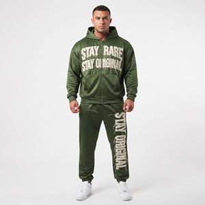 Plus Size 100% Polyester Tracksuit Men's Zipper Hoodie Jogger Pants <b>Set</b> Winter Style 350gsmPolyester Track Suit Men - Product Image 1
