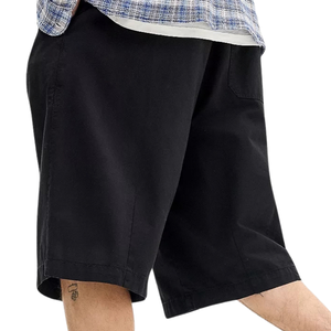 Pantalones Cortos Bermuda Negros Personalizados para Hombre, Cintura Elástica, Bolsillos Laterales, Corte Holgado, Pierna Ancha, Ropa Casual de Verano, Venta al Por Mayor - Product Image 1