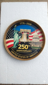 Bandeja Decorativa Metálica Redonda Patriótica con el Campana de la Libertad, Recuerdo Americano del 250 Aniversario de EE. UU. - Product Image 2