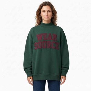 Sudadera Relax Wear con cuello simulado, bordada, de algodón polar oversize, cálida para invierno, estilo casual y urbano, top cómodo. - Product Image 2