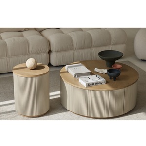 Vietnam Origin Warranty 1 Year PE & Wood <b>Frame</b> outside Natural Wood Coffee Table Minimalist Design Living Room Furniture - Product Image 2