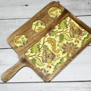 Plato de Madera con Tres Tazones, Diseño Impreso, Acabado Brillante, Estilo de Lujo para Fiestas - Product Image 1