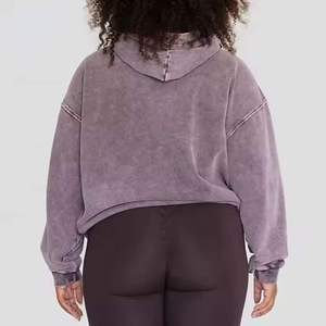 Sweat-shirt à capuche pour femme, effet délavé vintage, coton doux, coupe décontractée, style streetwear, vêtement de tous les jours - Product Image 5