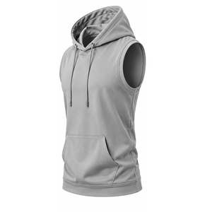Men's Sleeveless Hoodie Custom Embroidered Logo Sportswear Cotton <b>Gym</b> Training Athletic Hooded <b>Sweatshirt</b> Wholesale - Product Image 4