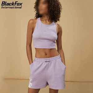 Shorts Deportivos Transpirables para Mujer, Color Morado con Contraste Blanco, Verano, ODM, Personalizados, de Alta Calidad, con Forro Polar Elástico, Marca Black Fox International - Product Image 1