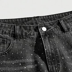 Pantalones Cortos de Mezclilla para Hombre, Tradicionales, con Cinco Bolsillos, Bordados, Elásticos, Cómodos, para Uso Diario - Product Image 4