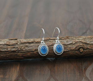 <b>Top</b> Quality Blue Chalcedony 925 Sterling Silver Vintage Drop Earrings Handmade Boho Jewelry <b>Rose</b> Gold Yellow Gold Plated Her - Product Image 2