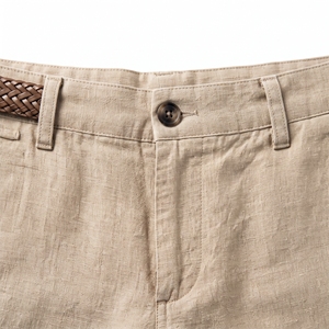 Shorts cargo en lin 100% pour homme, beige, décontractés, respirants, unis, avec poche, pour les voyages d'été - Product Image 5