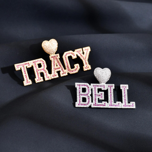 Breloques avec nom Tracy Bell et pendentifs en moissanite en forme de cœur, plaqué or rose, argent 925, bijoux de luxe pour femmes, cadeau - Product Image 1
