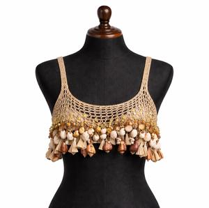 Top Corto de Ganchillo Bohemio Hecho a Mano OEM/ODM, Ecológico, con Adornos de Conchas y Borlas, para Mujer - Product Image 5