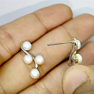 Boucles d'oreilles pendantes en perles d'eau douce, plaquées or, design exclusif, vente en gros, fournisseur de bijoux en vrac, Inde - Product Image 2