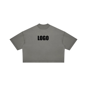 Venta al por mayor 2025 Nuevas camisetas de manga corta de peso pesado para hombres Boxy Fit Cuello redondo Drop Shoulder T Shirt - Product Image 4