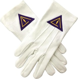 33rd Degree Scottish Rite Glove - <b>White</b> Pure Cotton classic <b>white</b> color machine embroidery - Product Image 4
