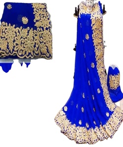 Ropa de fiesta de diseñador de estilo Bollywood, ropa de trabajo con perlas, Sari para mujer, nueva con blusa, llegada india, tela bordada de red para mujer, ropa 500 - Product Image 1