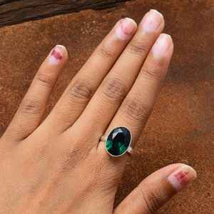 Bague en argent chromé diopside, argent sterling 925, pierre verte, bijoux faits à la main, bague pour elle - Product Image 1