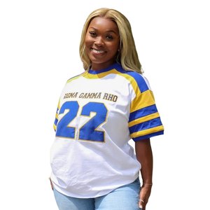 T-shirt de hockey Sigma Gamma Rho pour femme, maillot 22, bleu et or, style décontracté et sportif, surdimensionné, pour sororité grecque - Product Image 5