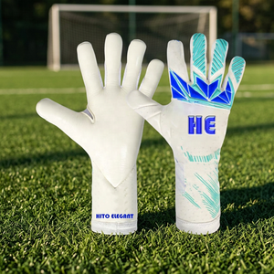 Gants de gardien de but blancs, dernier design, avec impression de logo personnalisée en latex 4 mm, protection anti-UV des doigts, coupe hybride. - Product Image 3