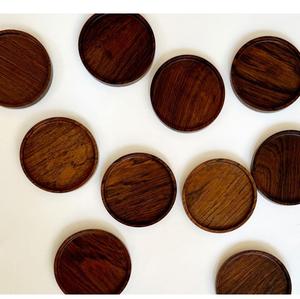 Natural Finish Wooden Coasters Set of 4 Rustic <b>Table</b> <b>Protection</b> - Product Image 6