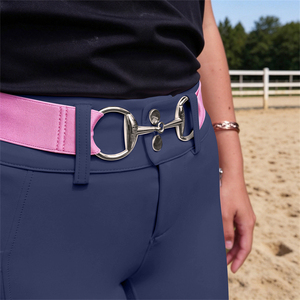 Pantalon d'équitation taille haute pour femme, couleur unie verte, fermeture boutonnée, coupe ajustée - Product Image 2