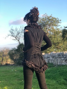 Festival Ready Steampunk Vest with Buttoned Lacing and Bohemian Design for Cosplay and Costume Looks - Product Image 4