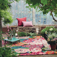 Tapis moderne en laine rouge, tufté à la main, tapis rectangulaire contemporain, tapis personnalisé, tapis de jardin botanique, tapis design pour salon