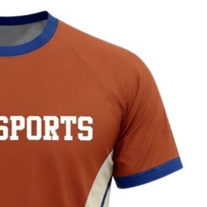Camiseta de Netball Unisex Color Naranja Óxido y Blanco, Sublimada, de Poliéster Ligero, Cuello Redondo, Ropa Deportiva para Entrenamiento en Equipo - Product Image 4