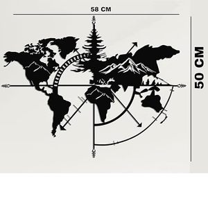 Décoration murale en métal de la carte du monde, découpe laser, design minimaliste, forme irrégulière, faite à la main, pour la maison ou le bureau, à suspendre au mur - Product Image 3