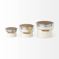 Buy Metal Sugar Coffee and Tea Tin Jar Container Candy Sealed Cans Storage Box With Handle Set of 3 Galvanized Jars Unique Style