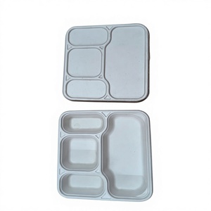 แผ่นชานอ้อยทรงกลมแบบย่อยสลายได้4ช่องเป็นมิตรต่อสิ่งแวดล้อมถาดใส่อาหารแบบย่อยสลายได้ตามธรรมชาติ - Product Image 4