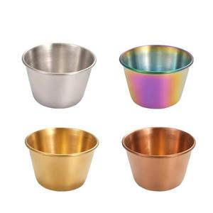 Wholesale Stainless Steel Sauce <b>Cups</b> 1.5oz <b>Reusable</b> Ramekin Condiment Tableware for Seasoning Round Bowl Sushi Dipping Bowl - Product Image 1