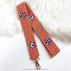 Vintage Cotton Beaded Star Pattern <b>Adjustable</b> Handmade Embroidery Shoulder Crossbody <b>Strap</b> Custom Fashion Accessory Trendy - Product Image 1